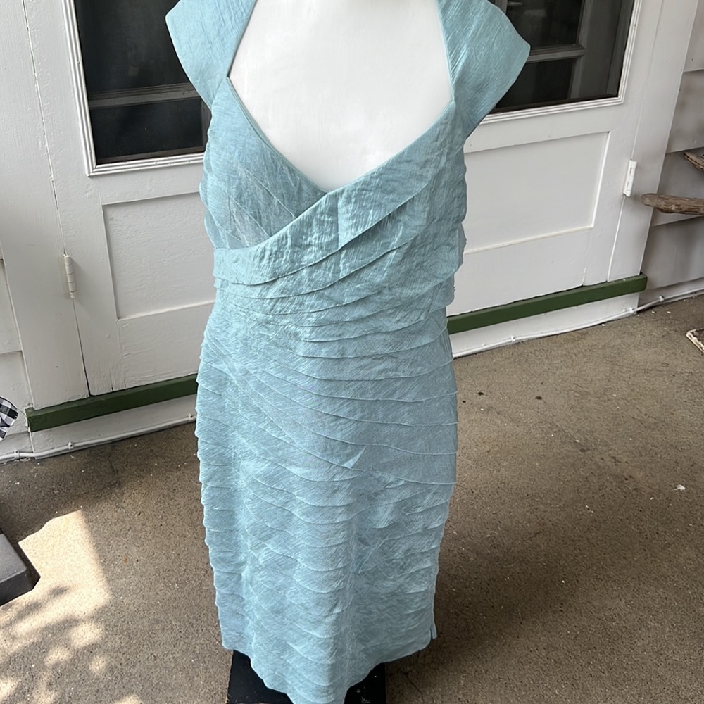 London Times Banded Sheath Dress Keyhole Back Size 14